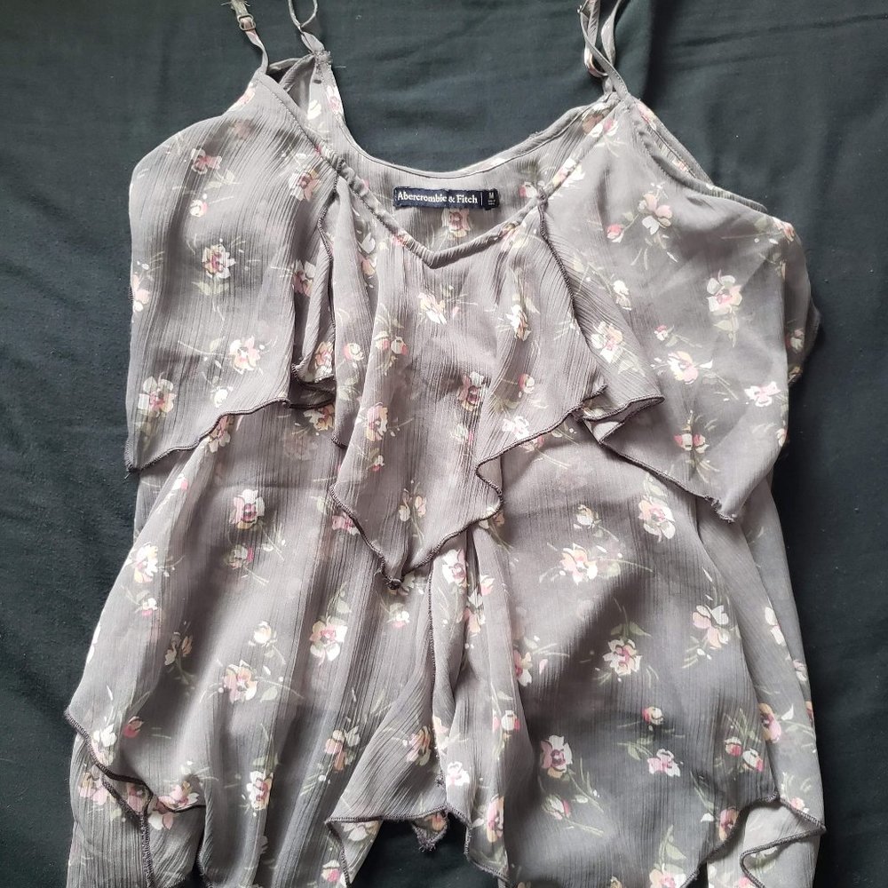 Abercrombie and Fitch Grey Floral Tank Top